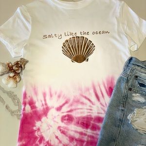 Pink tie dye shirt with design
